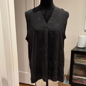 Amour Vert Black Sleeveless Silk Origami Bunny Blouse